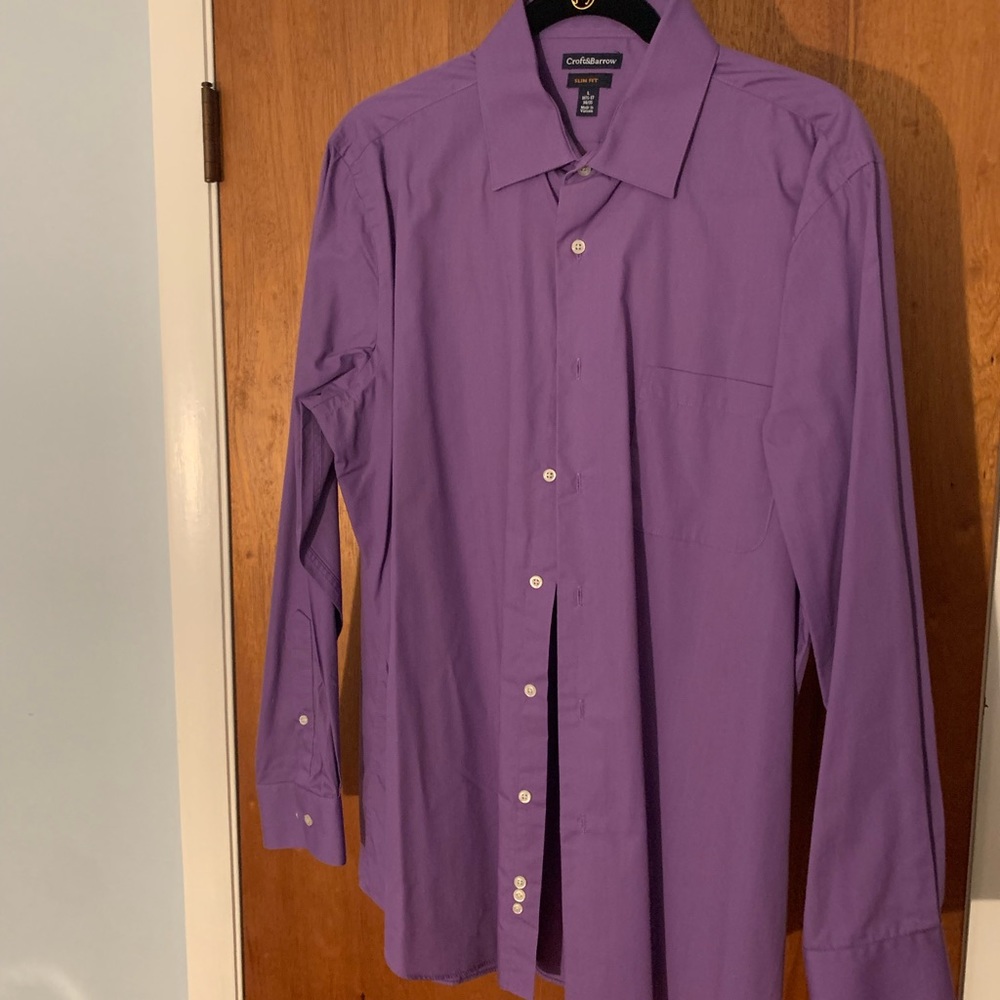 Croft & Barrow Slim Fit Dress Shirt - Large, Purple